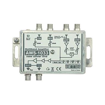 Anténní zesilovač AWS-1033 (BI-FM/BIII/2xUHF/34dB)