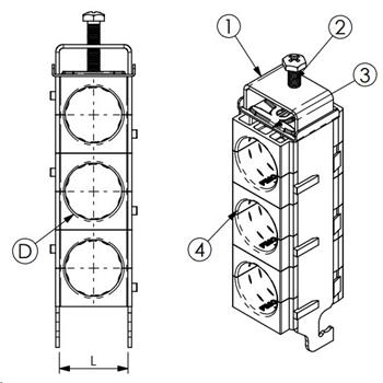 Cable clip triple FIMO sRF E 3x LCF 14 (3x10-11mm)