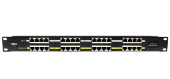 Gigabit shielded 16-port passive PoE panel