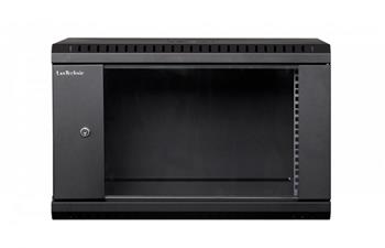 RACK LanTechnic, 19", 6U, 600x450mm, glass door, wall-mounted, one-piece, black