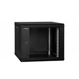 RACK LanTechnic, 19", 9U, 600x450mm, glass door, wall-mounted, one-piece, black