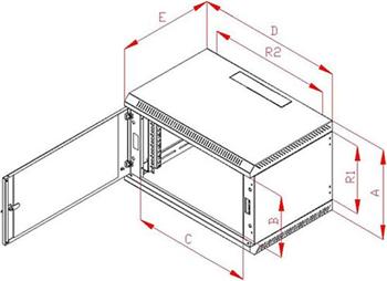 RACK Triton, 19", 12U, 600x400mm, wall-mounted-RBA-12-AS4-CAX-A1