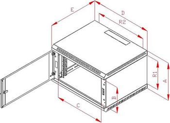 RACK Triton, 19", 4U, 600x500mm, wall-mounted-RBA-04-AS5-CAX-A1