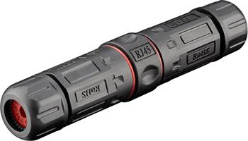 Spojka kabelu venkovní STP, Cat6a, přímá, RJ-45 konektory, IP68