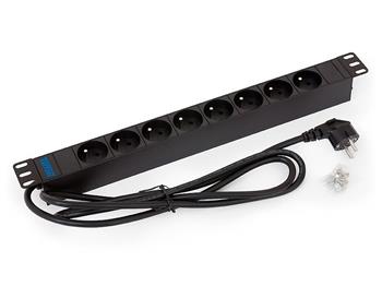 Triton 19"1U, 8 x socket according to CSN, max 16 A; 3 x 1.5 mm cable, 2 m + CZ-DE universal plug max. 1